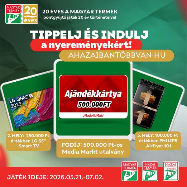 ÚJRA ITT A KVÍZ! A 20 éves Magyar Termék pontgyűjtő játéka.