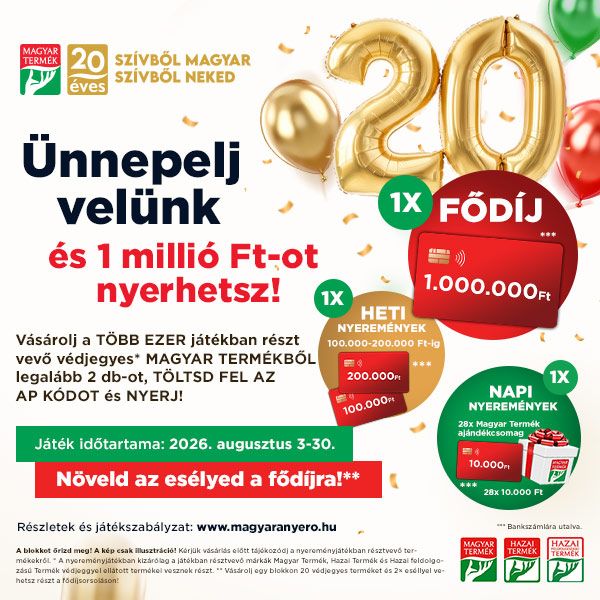 Ünnepelj velünk és 1 millió Ft-ot nyerhetsz!